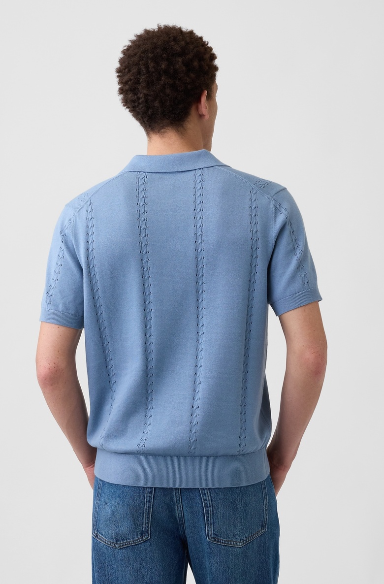  Relaxed Johnny Yaka Pointelle Triko Polo T-Shirt